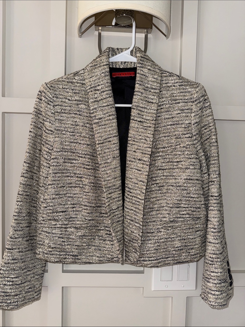 Alice + Olivia Metallic Tweed Cropped Blazer